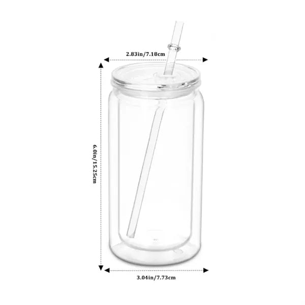 16 oz. Clear Can-Shaped Plastic Cup w/ Straw and Custom Logo