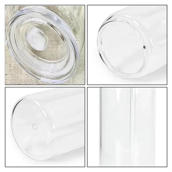 16 oz. Clear Can-Shaped Plastic Cup w/ Straw and Custom Logo