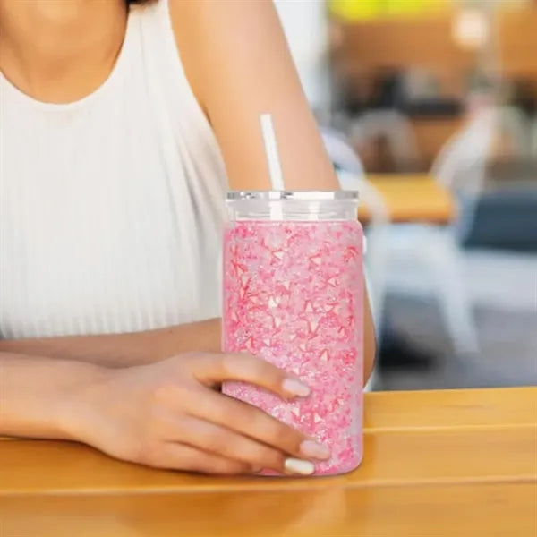 16 oz. Clear Can-Shaped Plastic Cup w/ Straw and Custom Logo