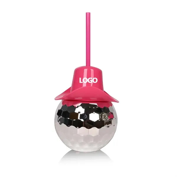 Cowboy Hat Disco Ball Tumbler With Straw