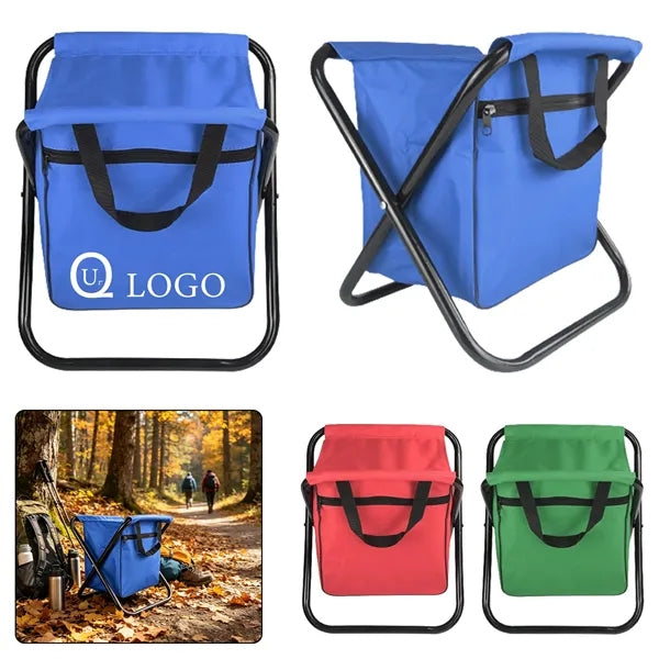Folding Camping Stool With Cooler Bag
