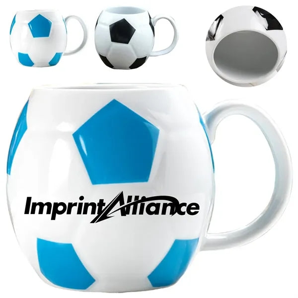 13.5 oz. Soccer Ball Ceramic Mug for Sports Promotions