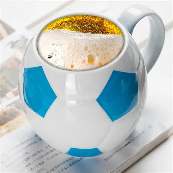 13.5 oz. Soccer Ball Ceramic Mug for Sports Promotions