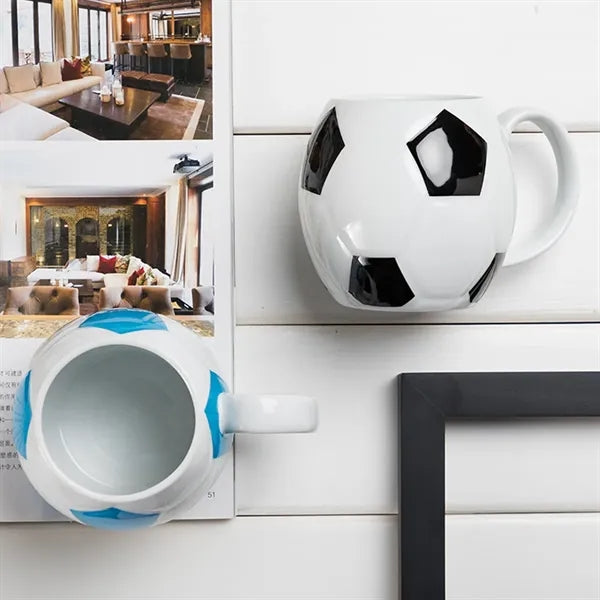 13.5 oz. Soccer Ball Ceramic Mug for Sports Promotions