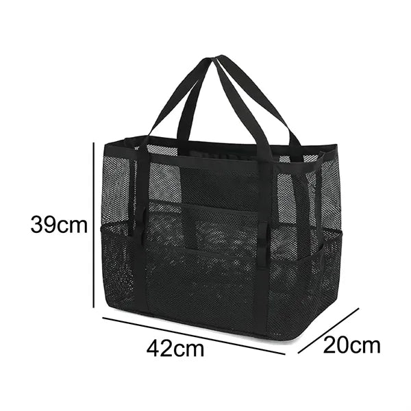 Oversized Sand-Free Mesh Beach Tote Bag With Zipper Pocket