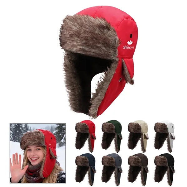 Polyester Warm Winter Trapper Hat W/ Ear Flaps