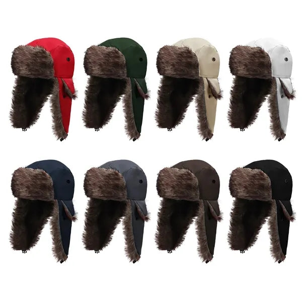 Polyester Warm Winter Trapper Hat W/ Ear Flaps