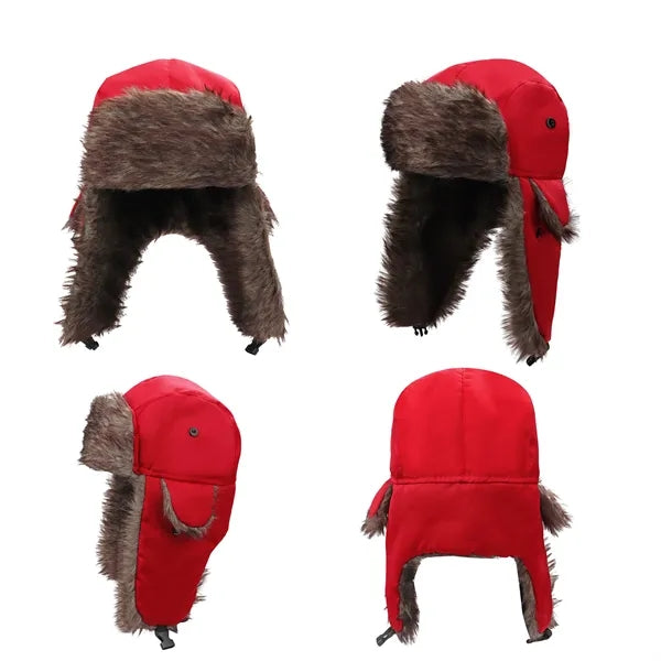 Polyester Warm Winter Trapper Hat W/ Ear Flaps