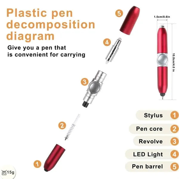 Decompression Fidget Ballpoint Pen With LED Light