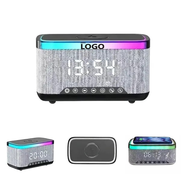 Low -in-1 Custom Logo Wireless Charging Clock Speaker