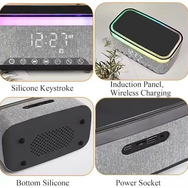Low -in-1 Custom Logo Wireless Charging Clock Speaker