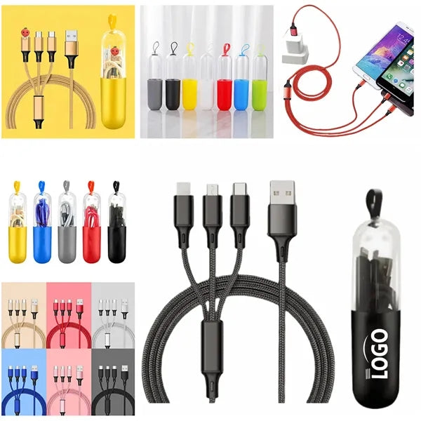 Logo 3-in-1 Fast Charging Fishnet Braided Data Cable