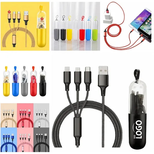 Logo 3-in-1 Fast Charging Fishnet Braided Data Cable