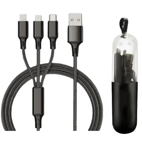 Logo 3-in-1 Fast Charging Fishnet Braided Data Cable