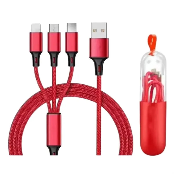 Logo 3-in-1 Fast Charging Fishnet Braided Data Cable
