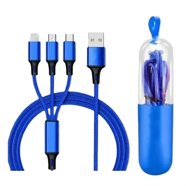 Logo 3-in-1 Fast Charging Fishnet Braided Data Cable