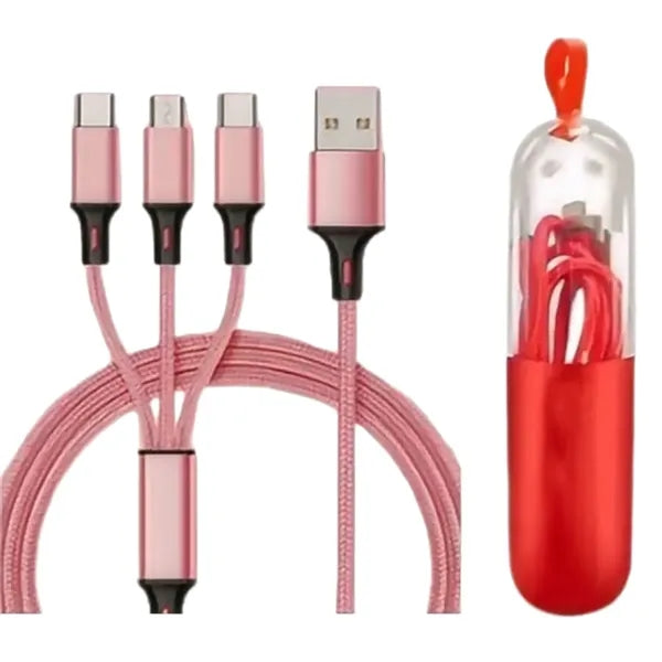 Logo 3-in-1 Fast Charging Fishnet Braided Data Cable