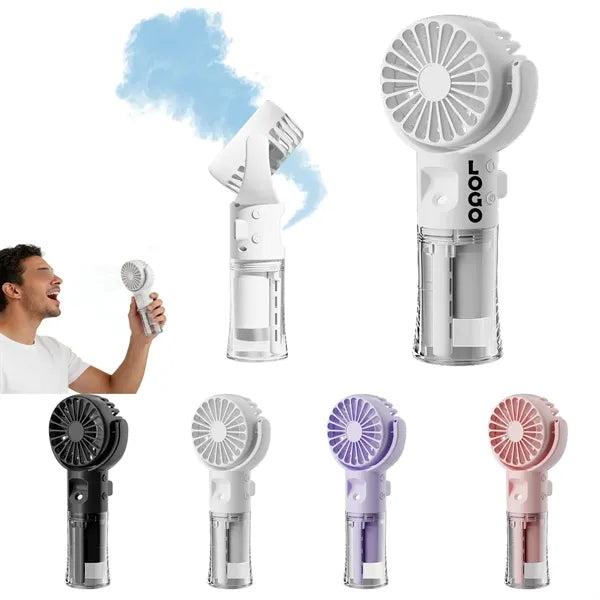 USB Rechargeable 4-Speed Rotating Handheld Misting Fan
