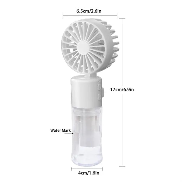USB Rechargeable 4-Speed Rotating Handheld Misting Fan