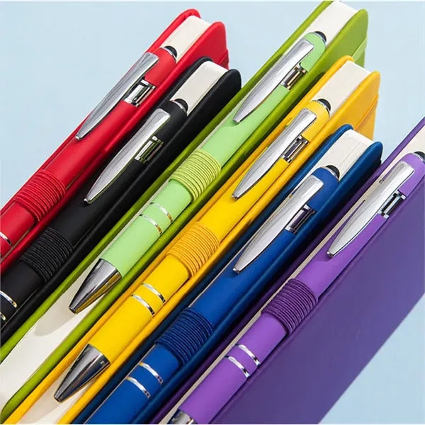 PU Leather Notebook W/Elastic Band And Pen