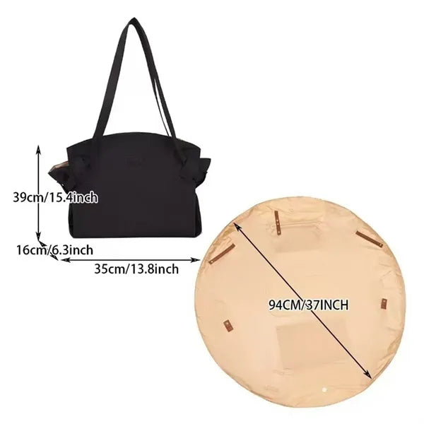 2-in-1 Foldable Picnic Mat Convertible Tote Shopping Bag