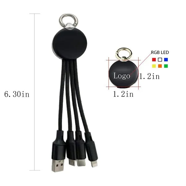 3-in-1 Multi-Function USB Charging Cable With Keychain