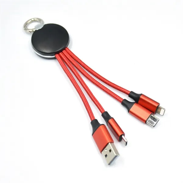 3-in-1 Multi-Function USB Charging Cable With Keychain