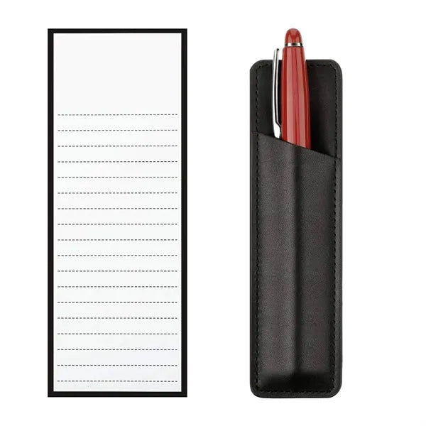Magnetic Grocery List Pad with PU Leather Pen Holder Set