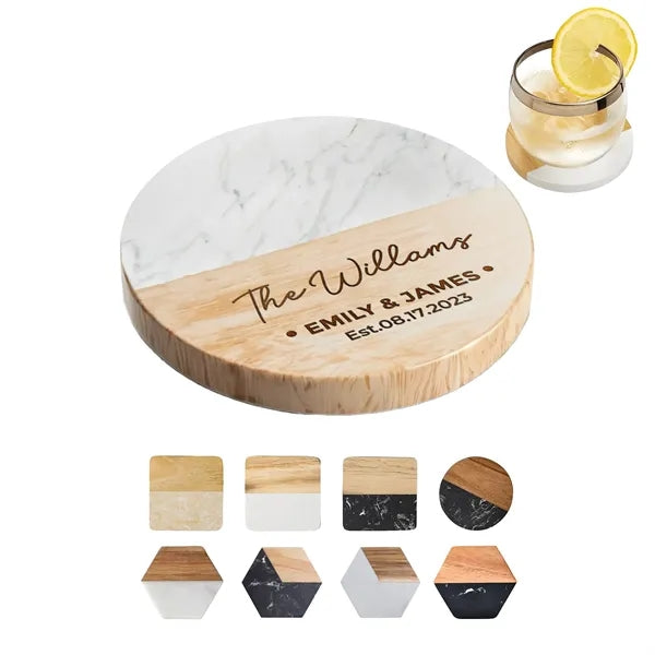 Bamboo/Marble Circular Coaster