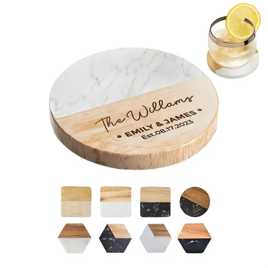 Bamboo/Marble Circular Coaster