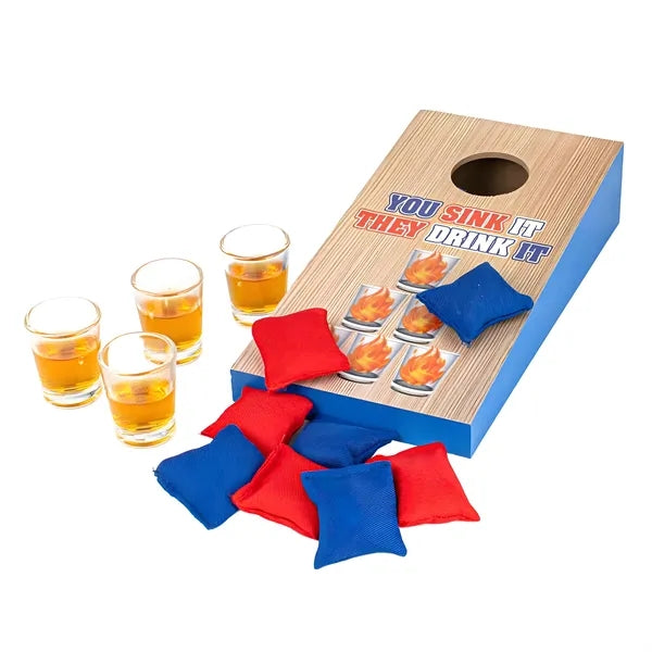Wooden Cornhole Board w/ Cups