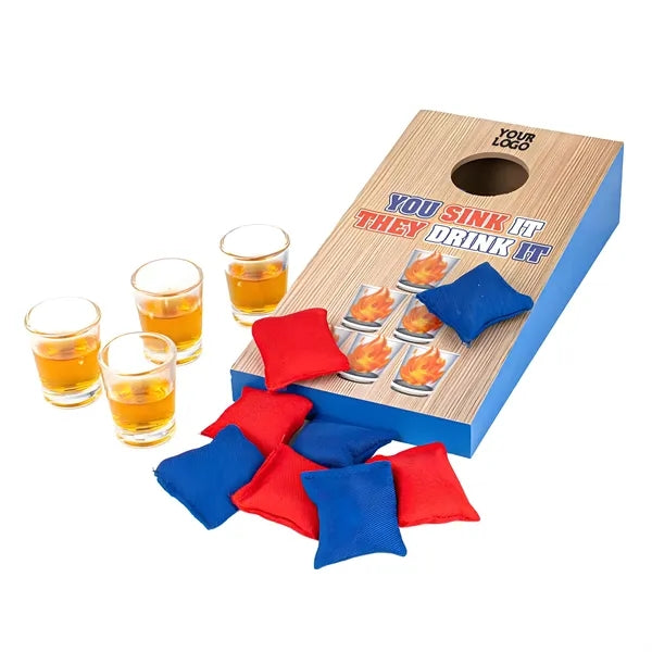 Wooden Cornhole Board w/ Cups