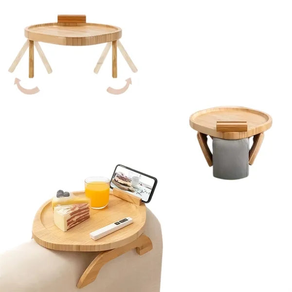 Bamboo Round Sofa Clip Tray