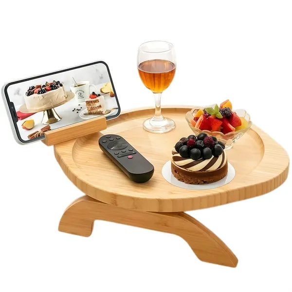 Bamboo Round Sofa Clip Tray