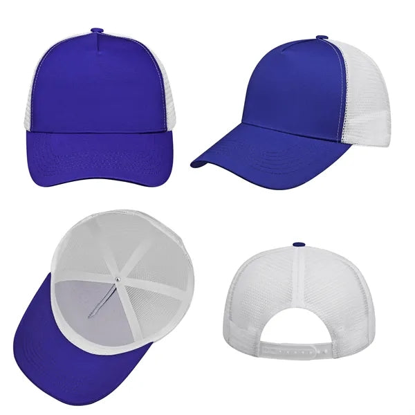 5 Panel Structured Snapback Trucker Cap W/ Mesh Back