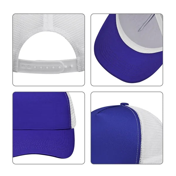5 Panel Structured Snapback Trucker Cap W/ Mesh Back
