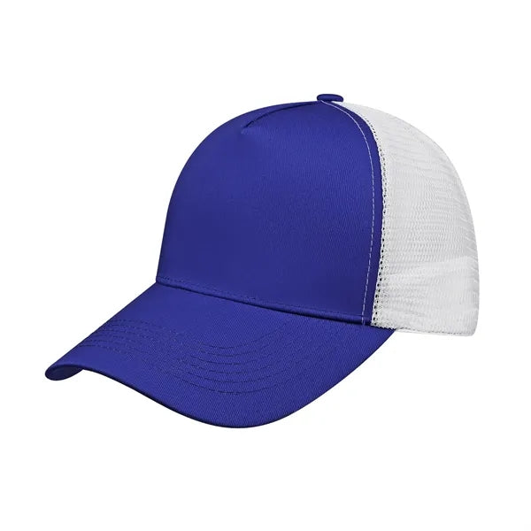 5 Panel Structured Snapback Trucker Cap W/ Mesh Back