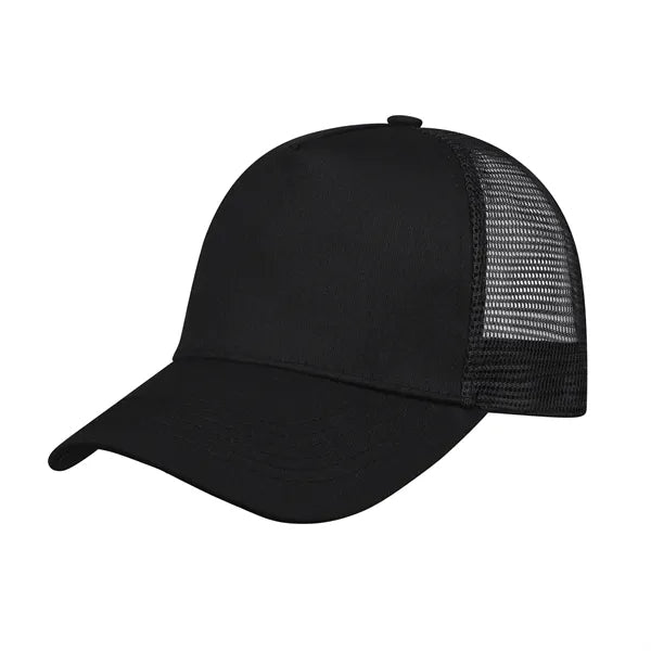 5 Panel Structured Snapback Trucker Cap W/ Mesh Back