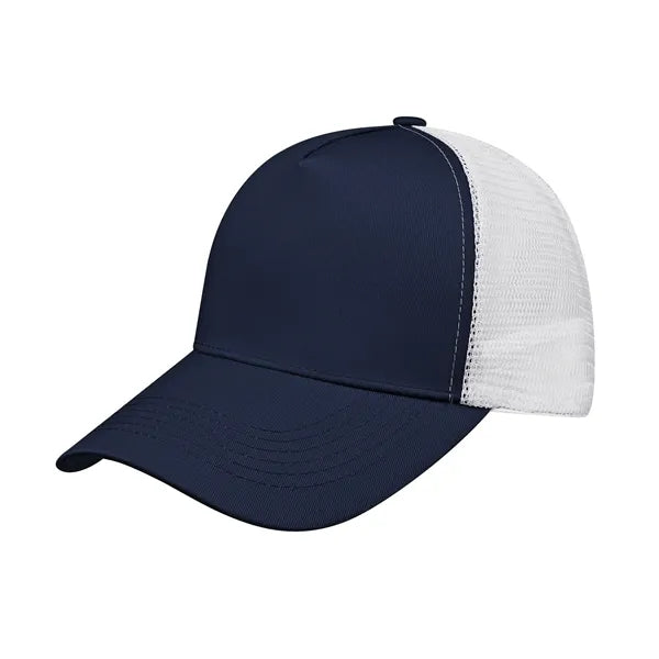 5 Panel Structured Snapback Trucker Cap W/ Mesh Back