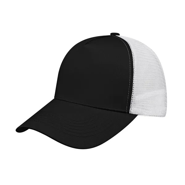 5 Panel Structured Snapback Trucker Cap W/ Mesh Back