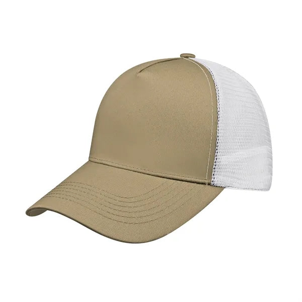 5 Panel Structured Snapback Trucker Cap W/ Mesh Back