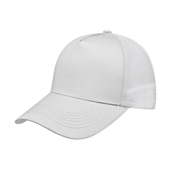 5 Panel Structured Snapback Trucker Cap W/ Mesh Back