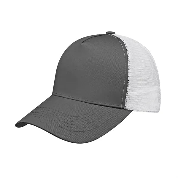5 Panel Structured Snapback Trucker Cap W/ Mesh Back