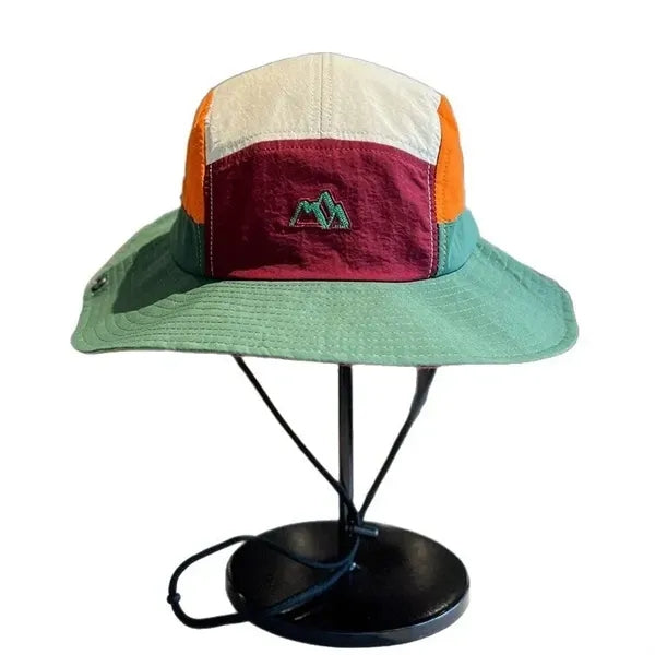 Colorblock Bucket Hat with Chin Strap