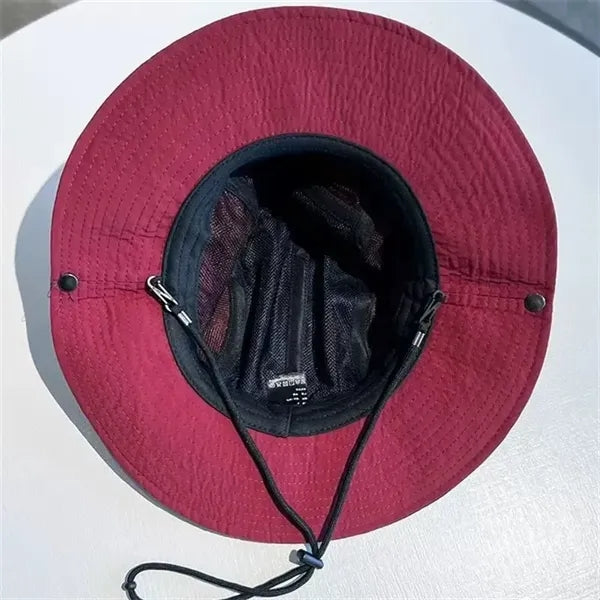 Colorblock Bucket Hat with Chin Strap