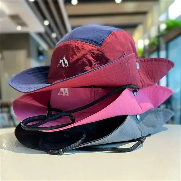 Colorblock Bucket Hat with Chin Strap