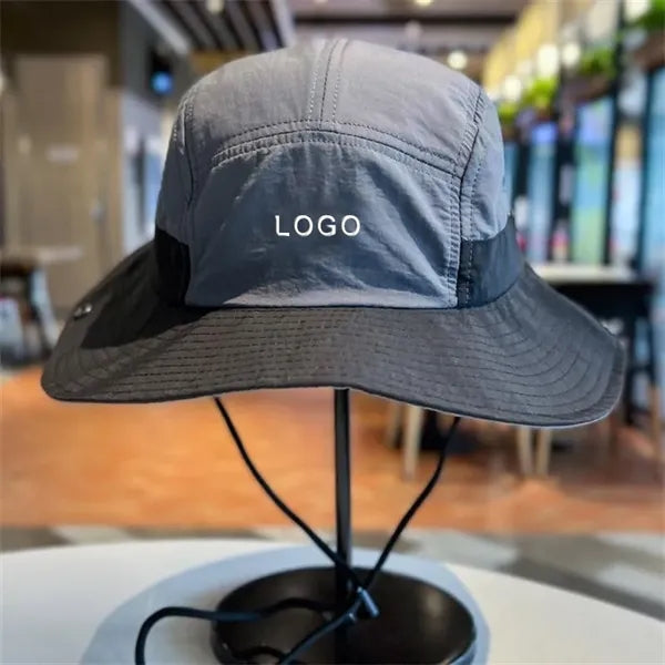 Colorblock Bucket Hat with Chin Strap