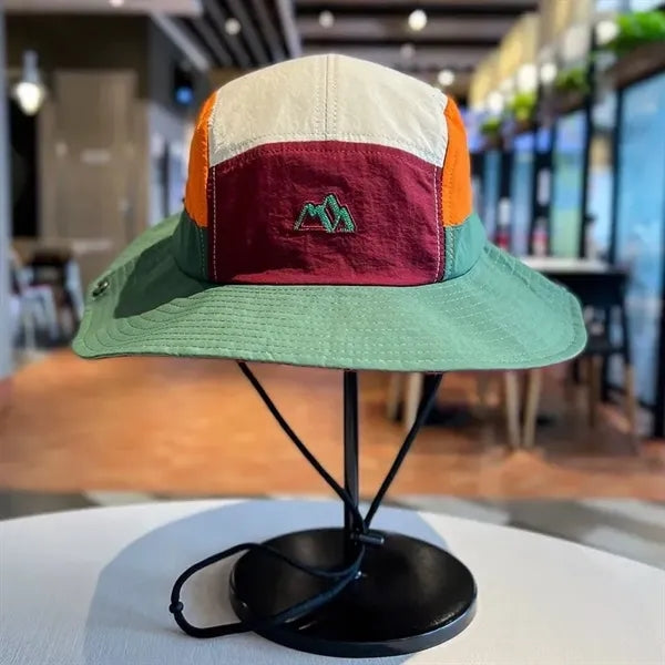 Colorblock Bucket Hat with Chin Strap