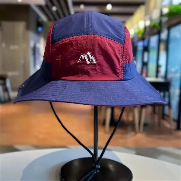 Colorblock Bucket Hat with Chin Strap
