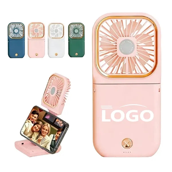 LOGO 2-in-1 Foldable USB Phone Stand Portable Fan